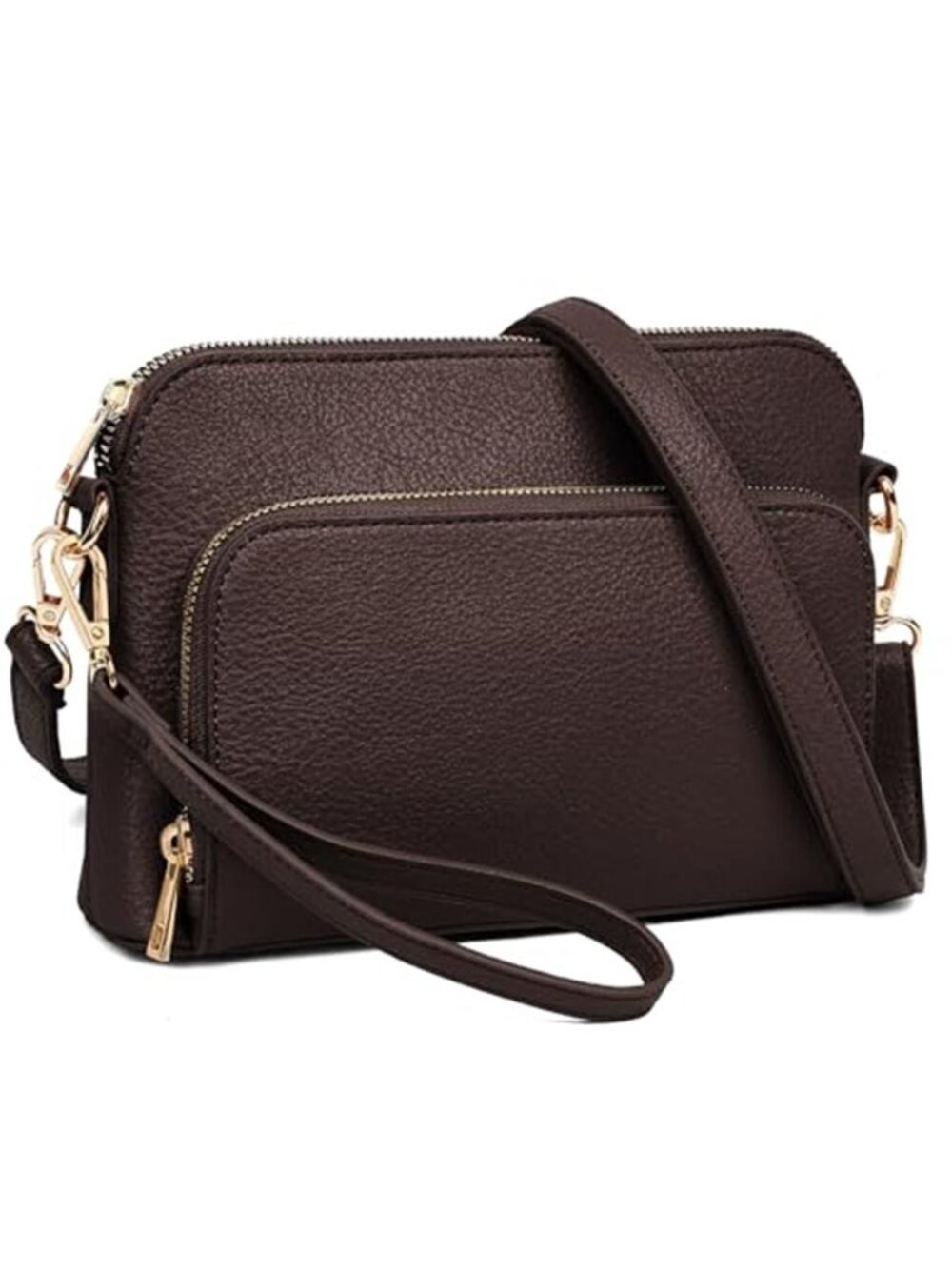 PU Leather Crossbody Bag Women Small Shoulder Purse Travel Work Dark Coffee